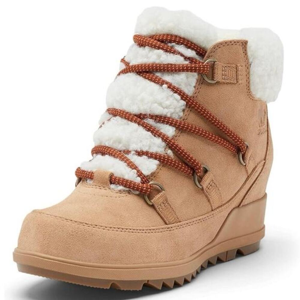 Sorel Women's Evie Cozy‎ Lace Boot Size 10 Lace-Up Wedge Bootie